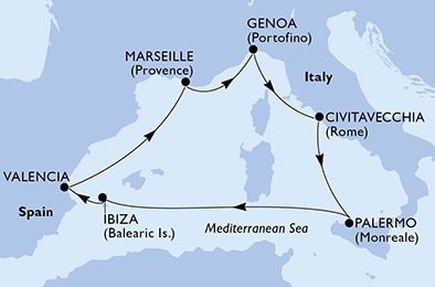 carte Méditerranée, 8 jours