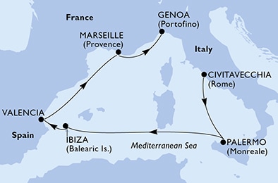 carte Méditerranée, 7 jours