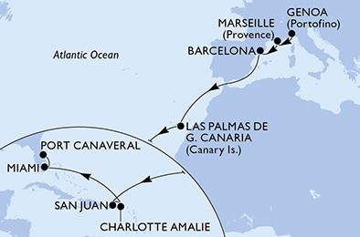 carte Transatlantiques, 18 jours