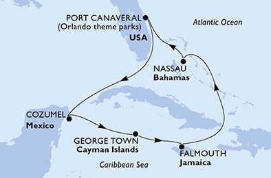 carte Caraïbes et Antilles, 8 jours