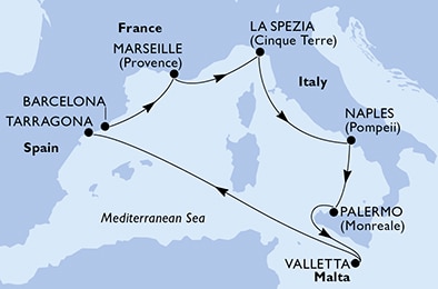 carte Méditerranée, 8 jours
