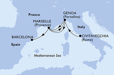 carte Méditerranée, 6 jours