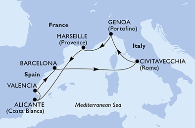 carte Méditerranée, 9 jours