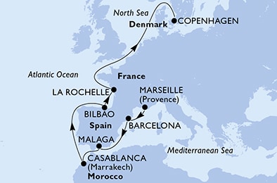 carte Europe du Nord, 12 jours