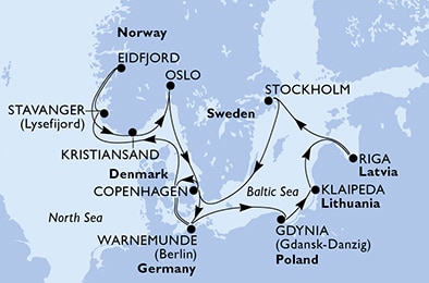carte Europe du Nord, 15 jours
