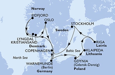 carte Europe du Nord, 15 jours