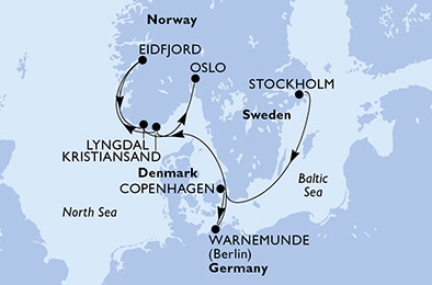 carte Europe du Nord, 9 jours