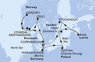 carte Danemark, Allemagne, Norvège, Pologne, Suède, Lettonie, 15 jours