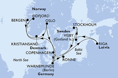 carte Europe du Nord, 15 jours