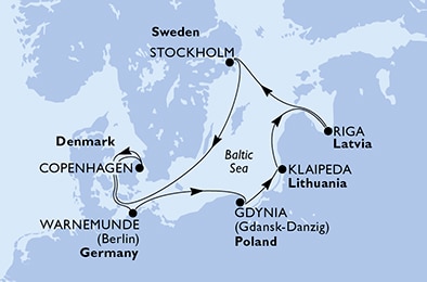 carte Allemagne, Pologne, Lituanie, Lettonie, Suède, Danemark, 8 jours