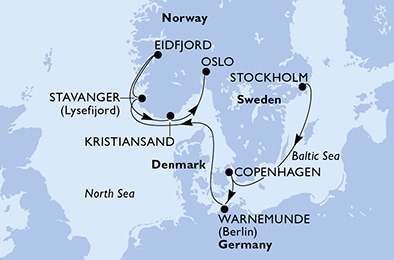 carte Europe du Nord, 9 jours
