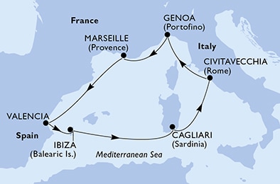 carte Méditerranée, 8 jours