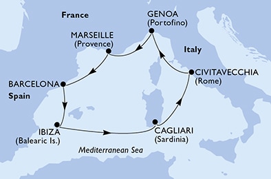 carte Méditerranée, 8 jours