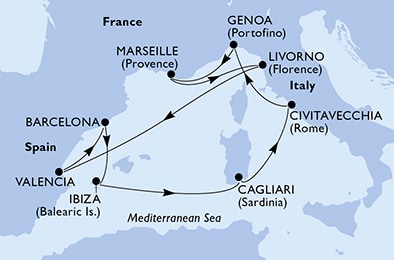 carte Méditerranée, 11 jours