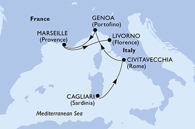 carte Méditerranée, 5 jours