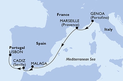 carte Méditerranée, 6 jours