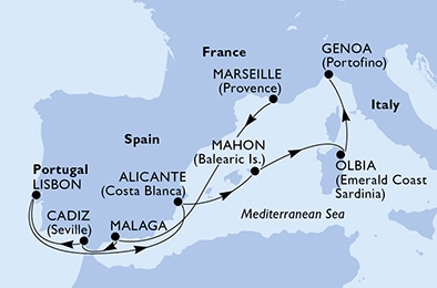 carte Méditerranée, 10 jours