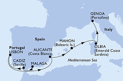 carte Méditerranée, 8 jours