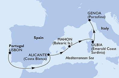 carte Méditerranée, 6 jours
