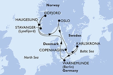 carte Europe du Nord, 9 jours