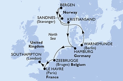 carte Europe du Nord, 11 jours