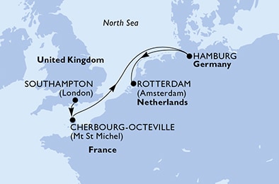 carte Europe du Nord, 6 jours