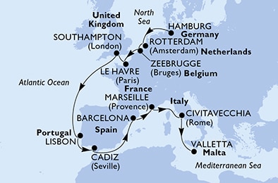 carte Europe du Nord, 16 jours
