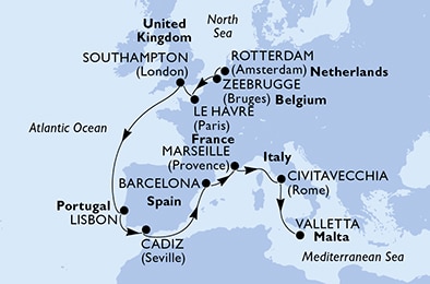 carte Europe du Nord, 14 jours