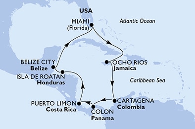 carte Caraïbes et Antilles, 12 jours