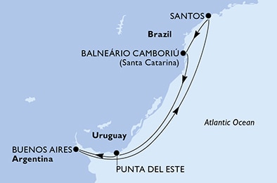 carte Amérique du Sud, 8 jours