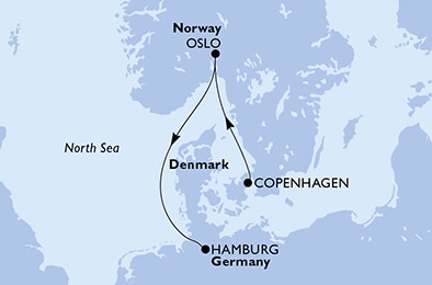 carte Copenhagen, Oslo, Hamburg, 4 jours
