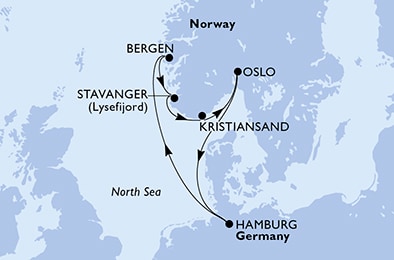 carte Hamburg, Bergen, Stavanger, Kristiansand, Oslo, 8 jours
