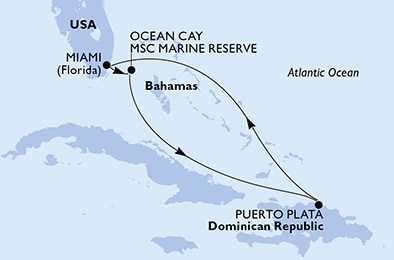 carte Miami, Ocean Cay, Puerto Plata, 6 jours