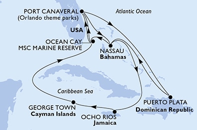 carte Etats-Unis, Bahamas, Jamaïque, Iles Cayman, République Dominicaine, 15 jours