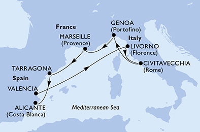carte Méditerranée, 8 jours