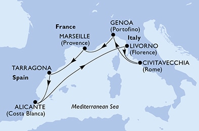 carte Méditerranée, 8 jours