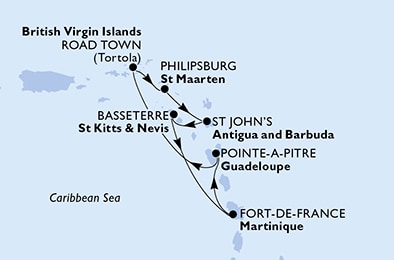 carte Caraïbes et Antilles, 8 jours