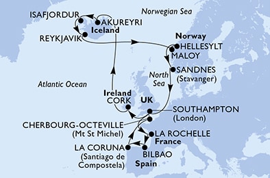 carte Europe du Nord, 22 jours
