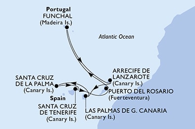 carte Portugal, Espagne, 8 jours