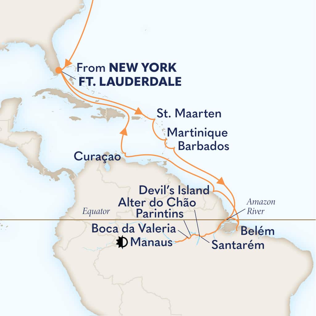 carte Etats-Unis & Saint Martin & France & Barbade & Brésil, 31 jours