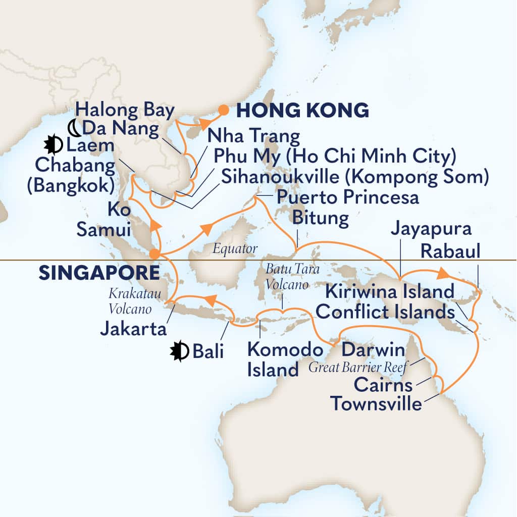 carte Singapour & Philippines & Indonésie & Guinée & Australie, 43 jours