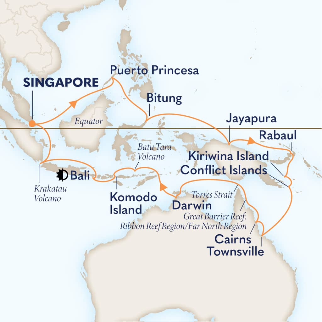 carte Singapour & Philippines & Indonésie & Guinée & Australie, 29 jours