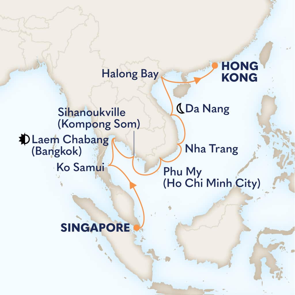 carte Singapour & Thaïlande & Cambodge & Viêt Nam & Chine, 15 jours