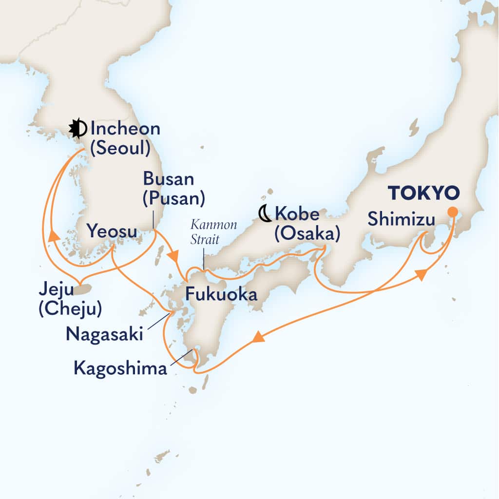 carte Japon & Corée du Sud, 16 jours