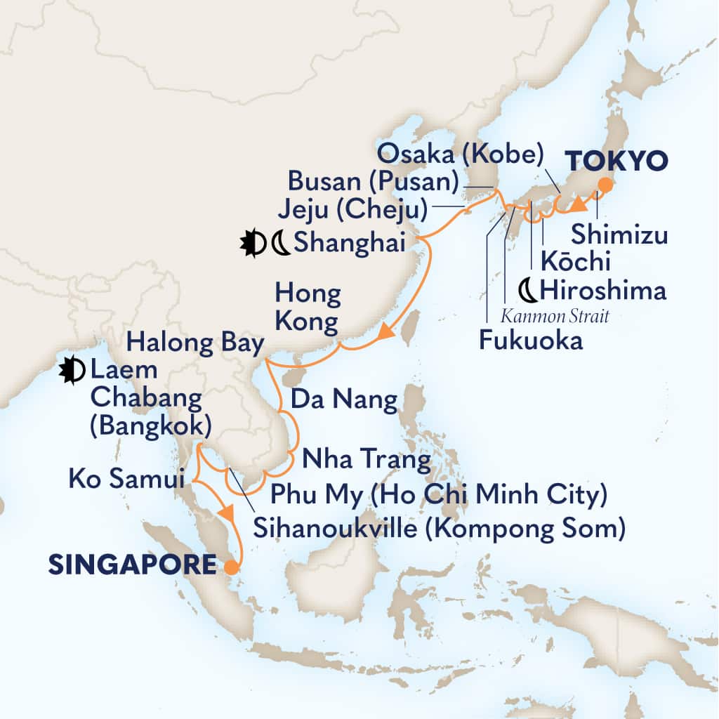 carte Japon & Corée du Sud & Chine & Viêt Nam & Cambodge, 29 jours