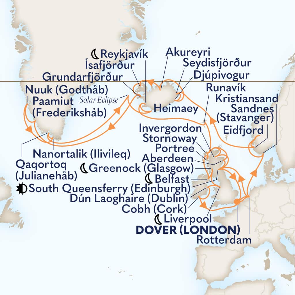 carte Royaume-Uni & Pays-Bas & Irlande & Norvège & Islande, 43 jours