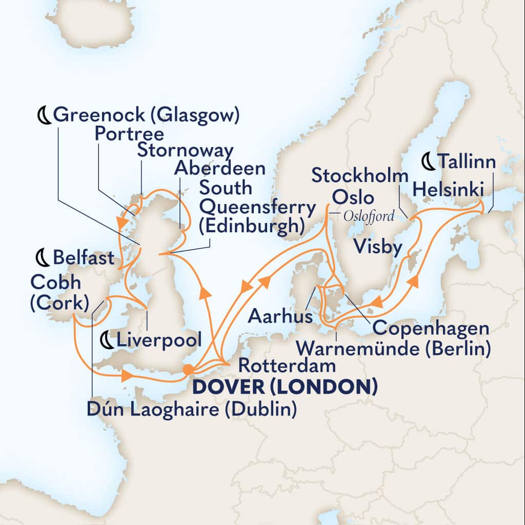 carte Royaume-Uni & Pays-Bas & Danemark & Allemagne & Estonie, 29 jours