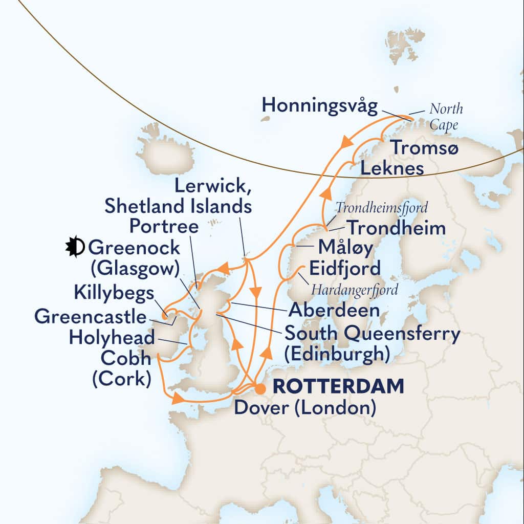 carte Pays-Bas & Royaume-Uni & Irlande & Norvège, 29 jours