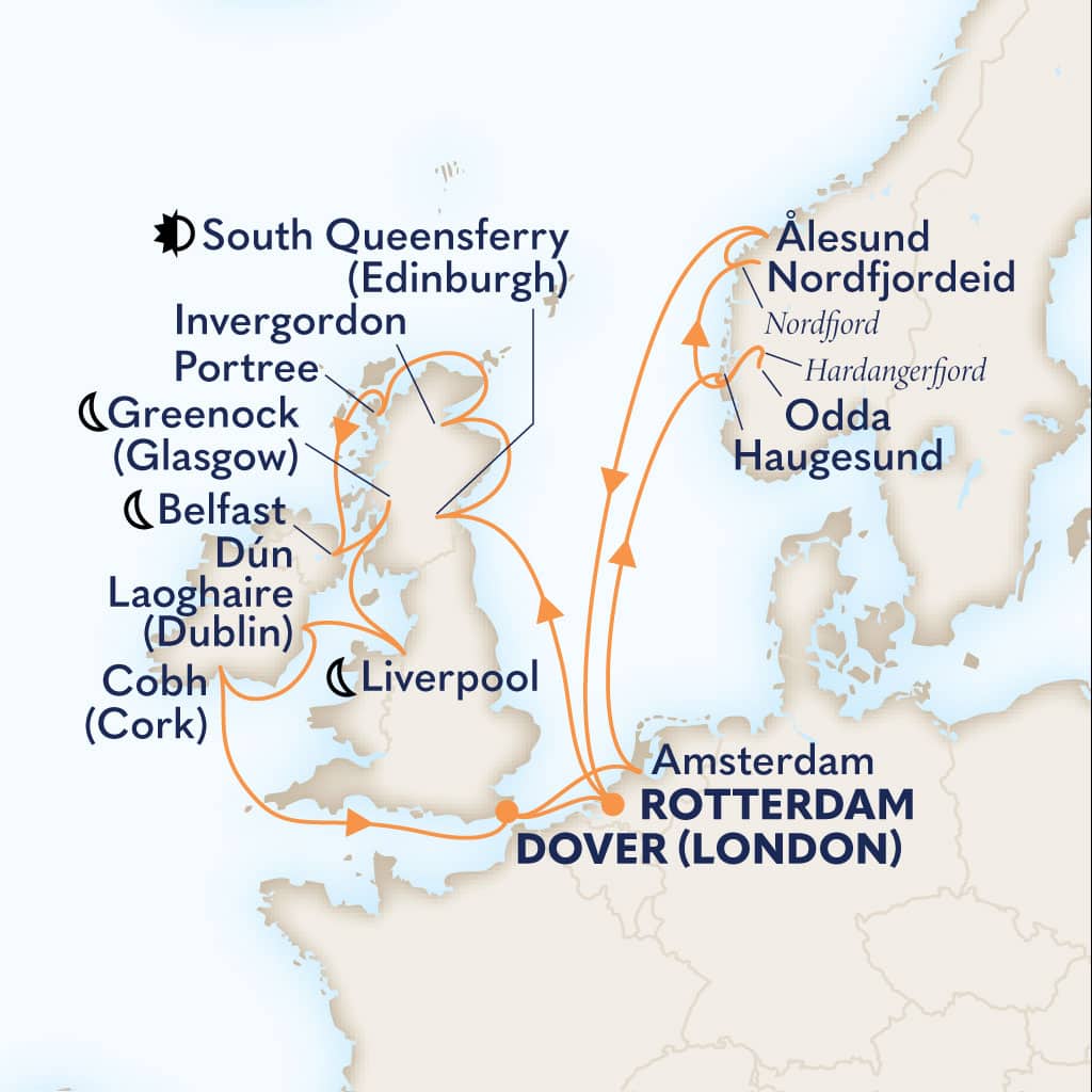 carte Royaume-Uni & Pays-Bas & Irlande & Norvège, 23 jours
