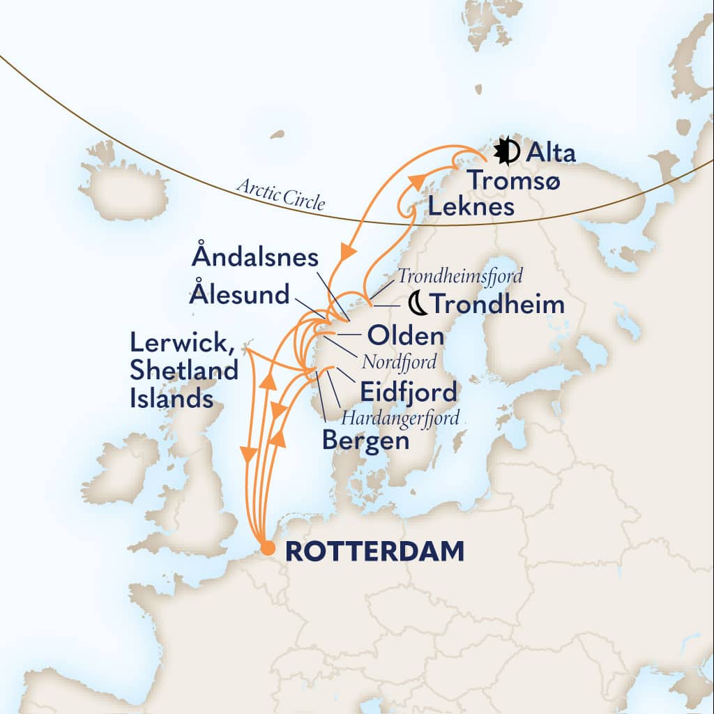 carte Pays-Bas & Norvège & Royaume-Uni, 22 jours